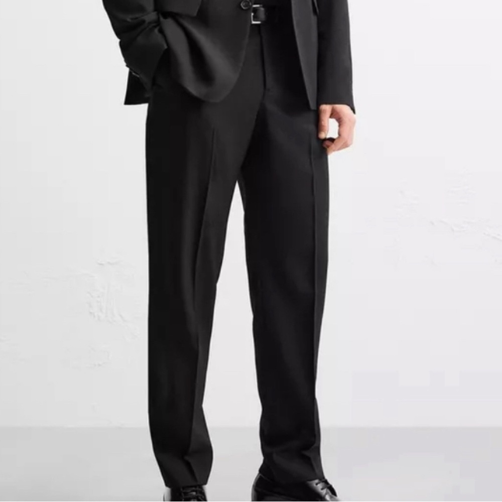 Zara Men's dressy Black Trousers Pants wool blend size 46